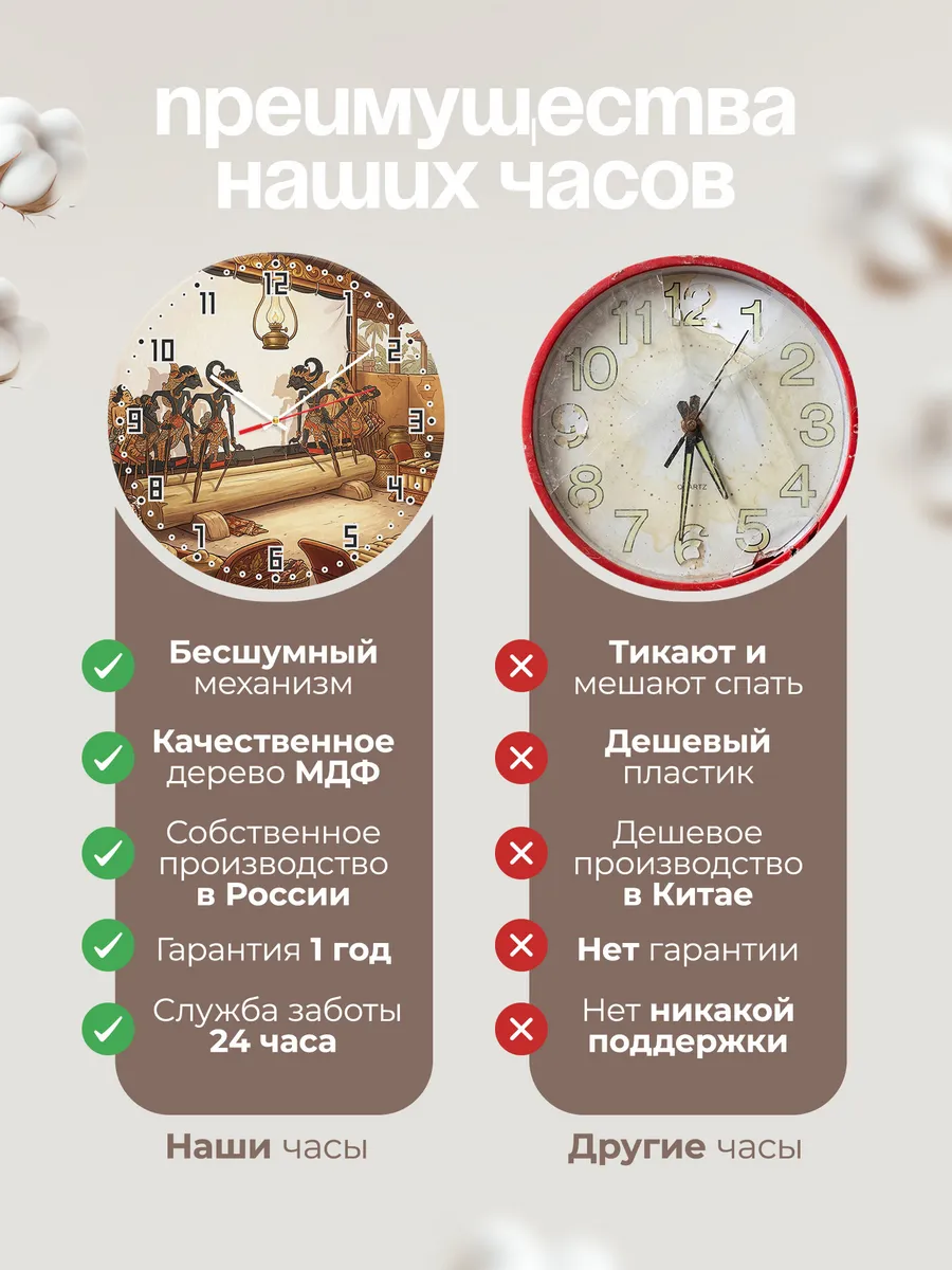 Часы настенные бесшумные Теневой театр ваянг 33 см — фото 10