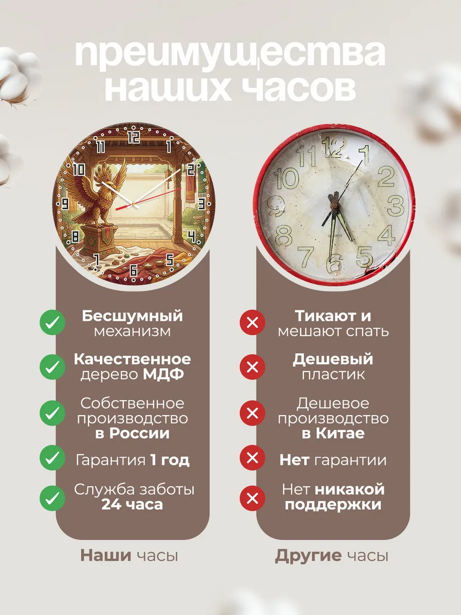 Часы настенные бесшумные Балийский Гаруда подарок 33 см — фото 10