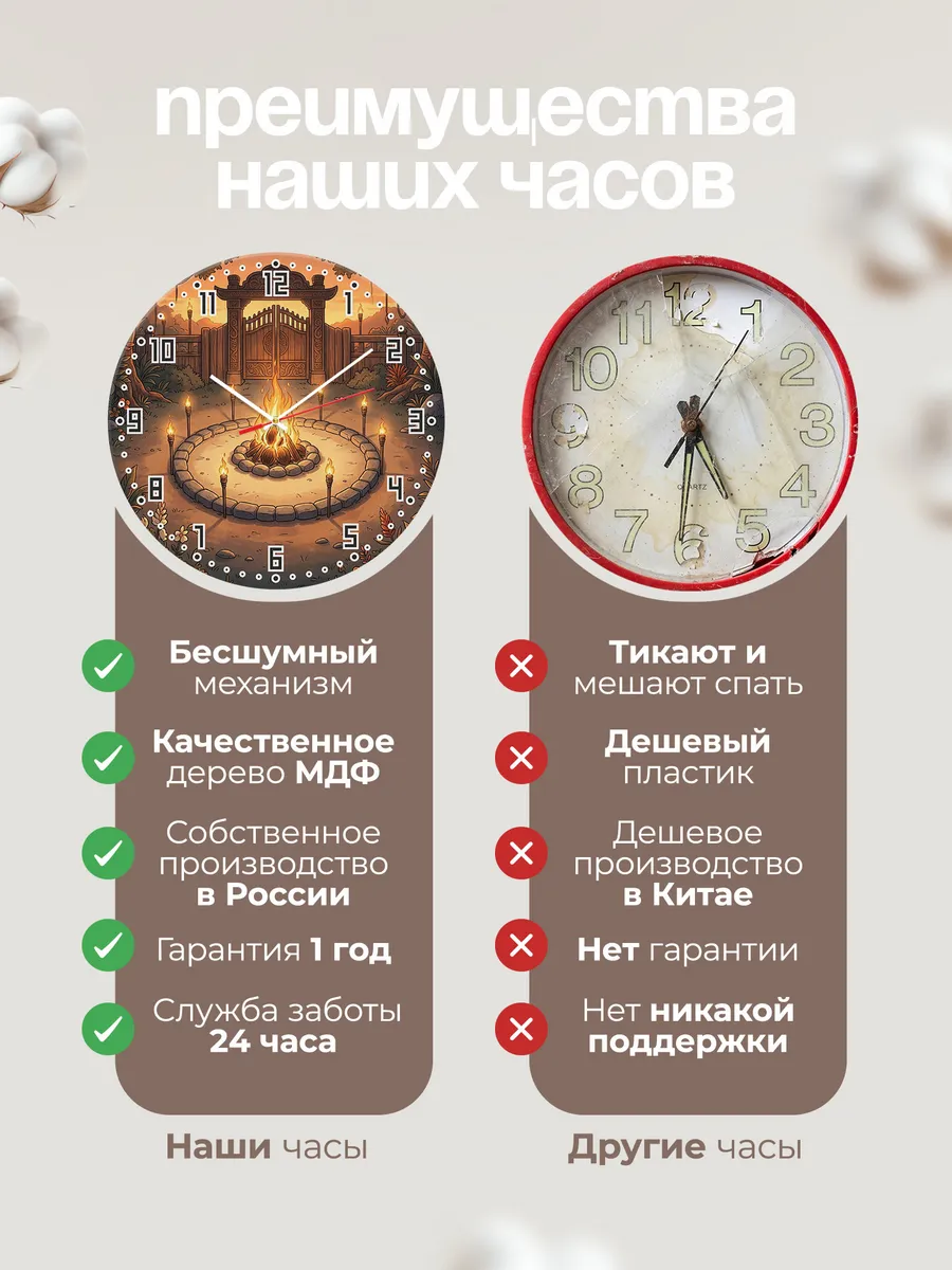 Часы настенные бесшумные Огненный танец Бали 33 см — фото 10