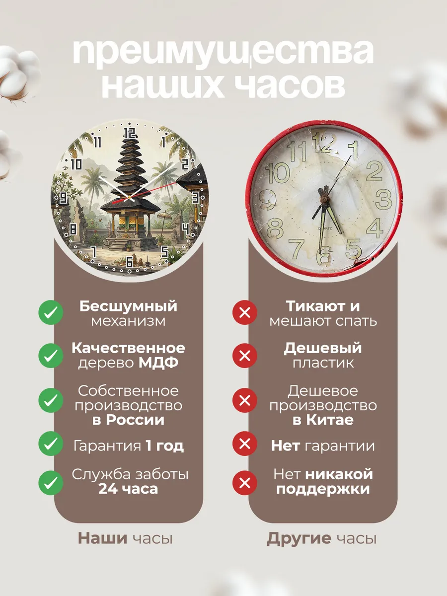 Часы настенные бесшумные Башня меру Бали 33 см — фото 10