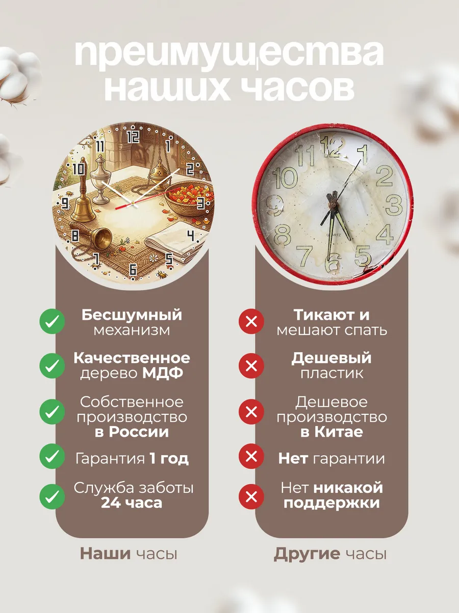 Часы настенные бесшумные Обрядовые предметы Бали 33 см — фото 10