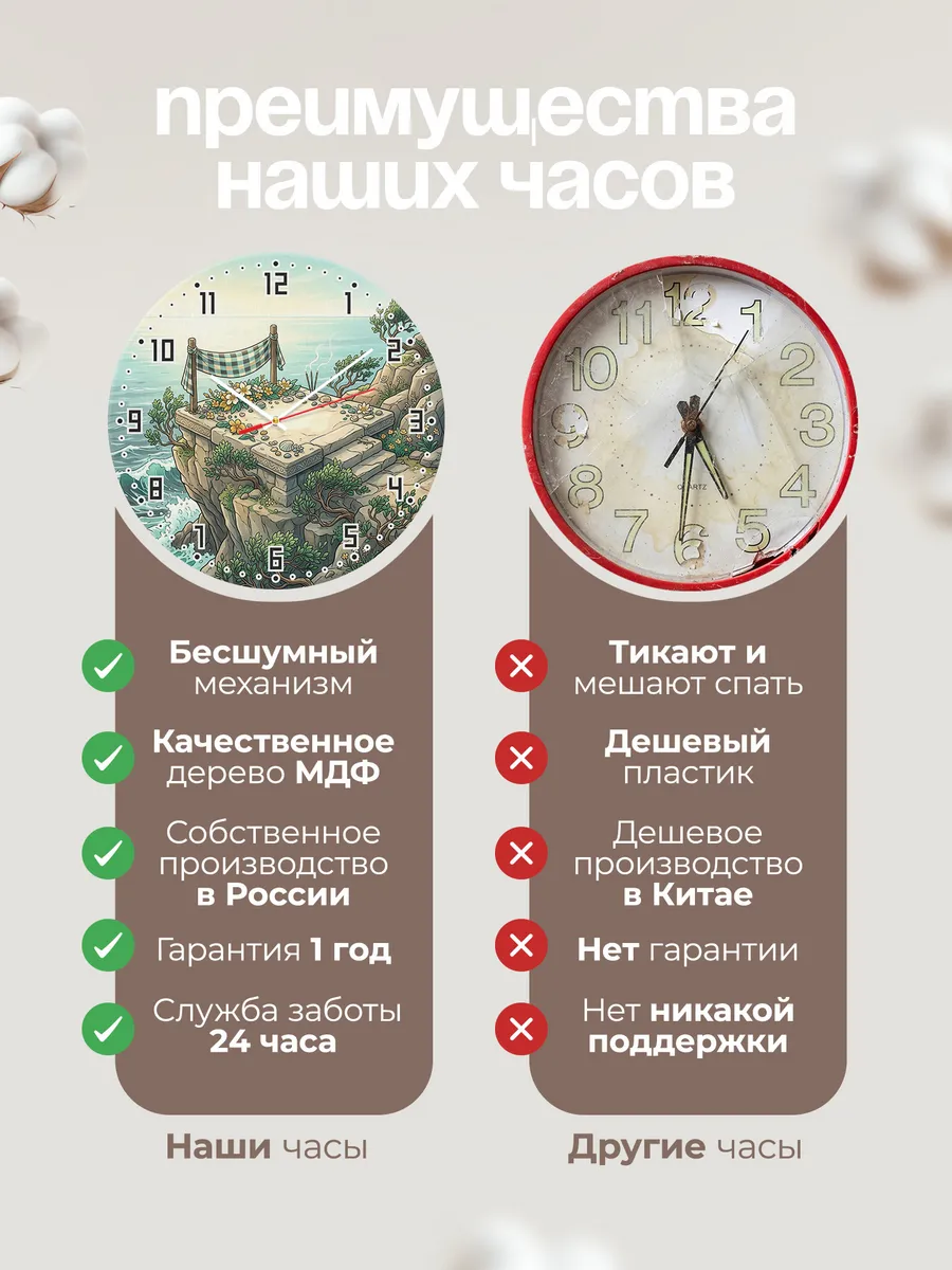 Часы настенные бесшумные Жертвенник у моря Бали 33 см — фото 10