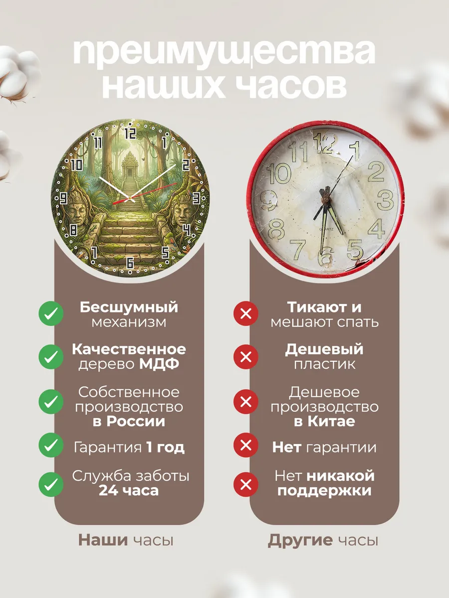 Часы настенные бесшумные Лестница в джунглях 33 см — фото 10