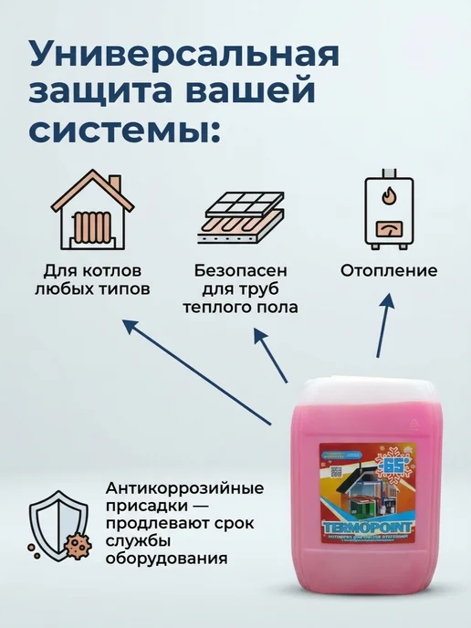 Теплоноситель Termopoint до -65 10кг (этиленгликоль) красный, 20 кг, фото 2