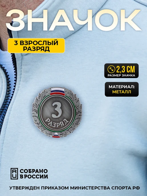 Сувенир Сувениров Зачетная книжка + Значок 3 взрослый разряд - 1 комплект, 2 шт, фото 5