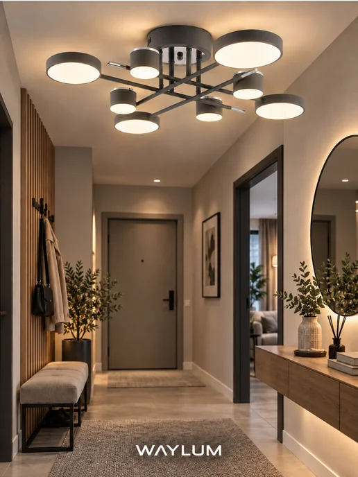 WAYLUM LIGHTING Люстра потолочная светодиодная в спальню серая лофт, серый, фото 2