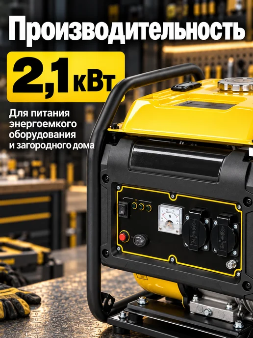 CHAMPION Генератор инверторный бензиновый 2.1 квт IGG2200, черный, фото 2