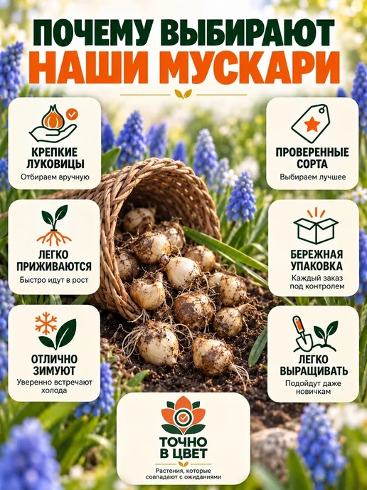 САД ПРОФИ Мускари луковицы Коллекционный Микс для посадки многолетние, 5 шт, фото 3