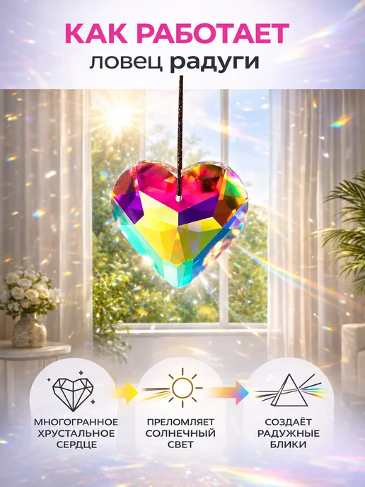 Хрустальный кулон ловец радуги для солнечных бликов, вариант, фото 2