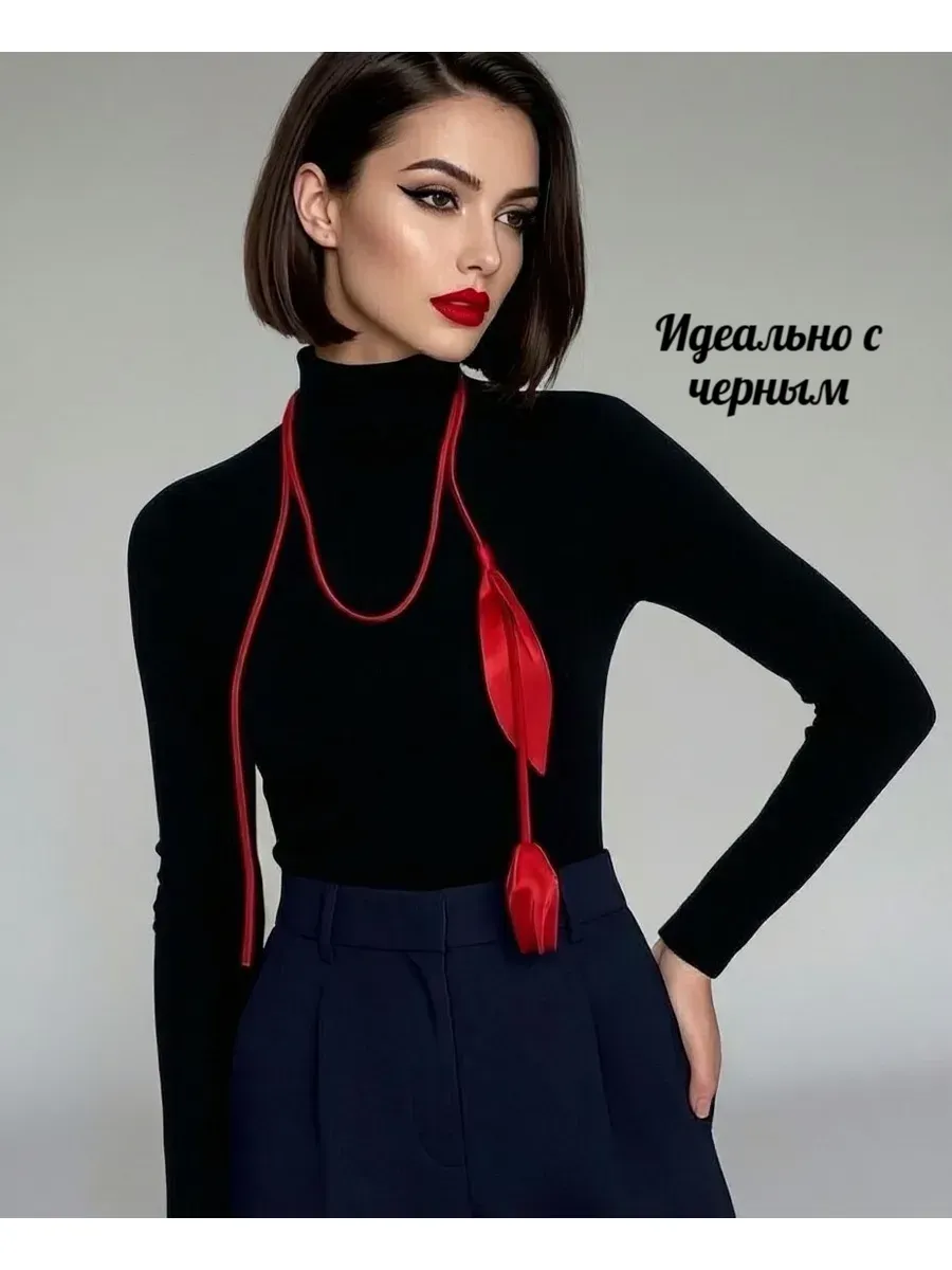 Чокер красный цветок 006-0023Кр