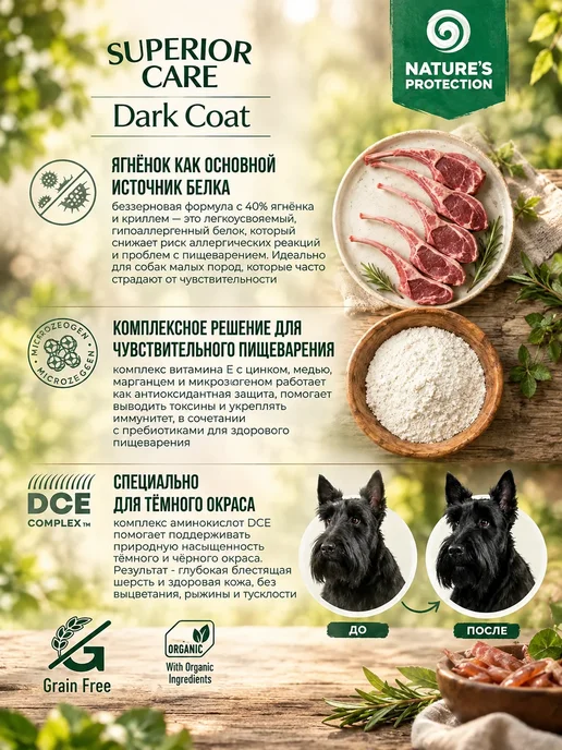 Сухой корм Natures Protection (Натурес Протекшен) для собак, взрослые, мелкие, ягненок, 1,5 кг, фото 2