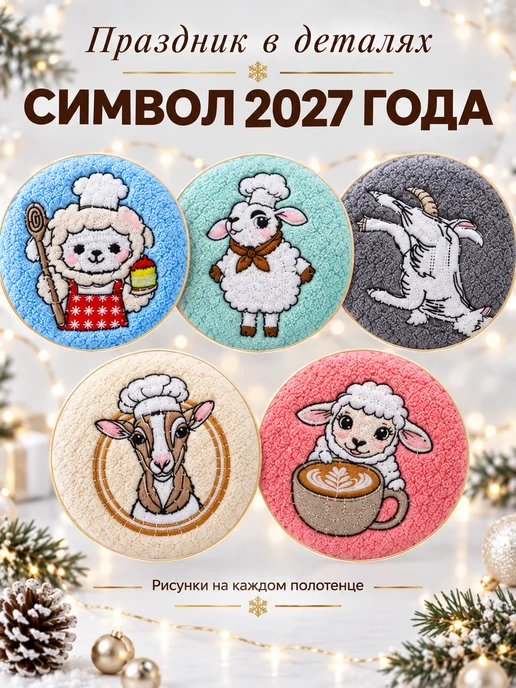BELMARE Новогодние полотенца кухонные символ 2027 года козы, вариант, фото 3