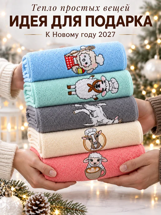 BELMARE Новогодние полотенца кухонные символ 2027 года козы, вариант, фото 5