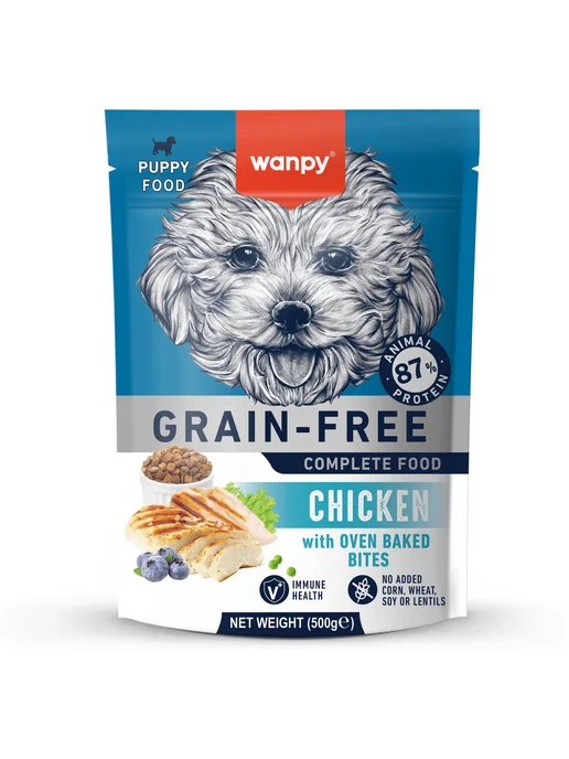 Сухой корм wanpy Dog для собак, беззерновой, щенки, курица, 0,5 кг