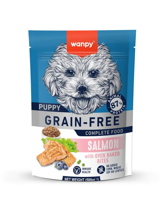Сухой корм wanpy Dog для собак, беззерновой, щенки, лосось, 0,5 кг