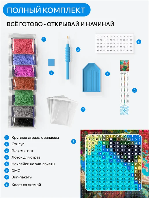 АртеМания Алмазная мозаика на подрамнике картина 40х50 Цветы, вариант, фото 3