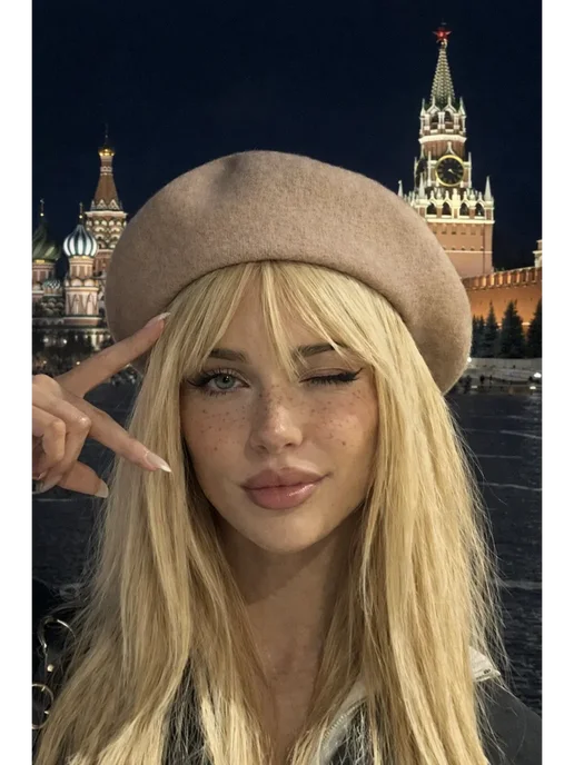 Берет из шерсти классический на весну, серый