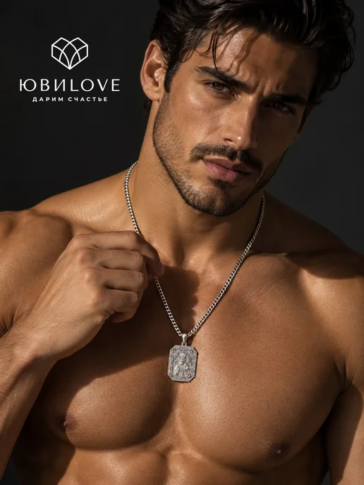 ЮвиLOVE Цепочка с иконой на шею бижутерия под серебро, серебристый, фото 4