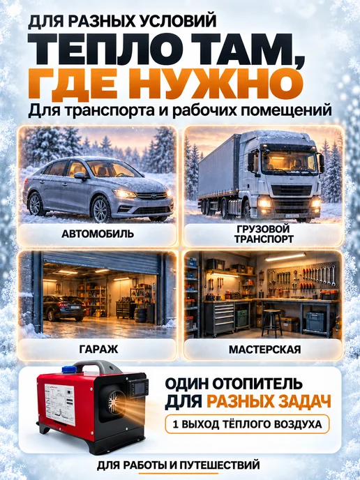 Smartcrv Автономный дизельный отопитель 3в1 8 кВт, вариант, фото 7