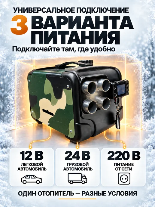 Smartcrv Автономный дизельный отопитель 3в1 8 кВт, зеленый, фото 5