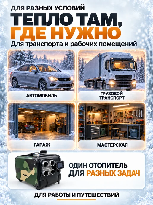 Smartcrv Автономный дизельный отопитель 3в1 8 кВт, зеленый, фото 7