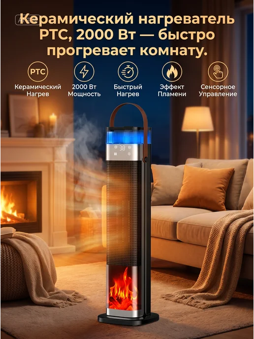 Обогреватель для дома, черный, фото 2