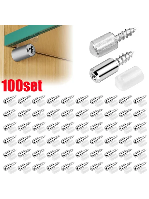 Нет бренда Кронштейн для полки из железа Screw White cover, 60pcs(30set, 60 шт, фото 2