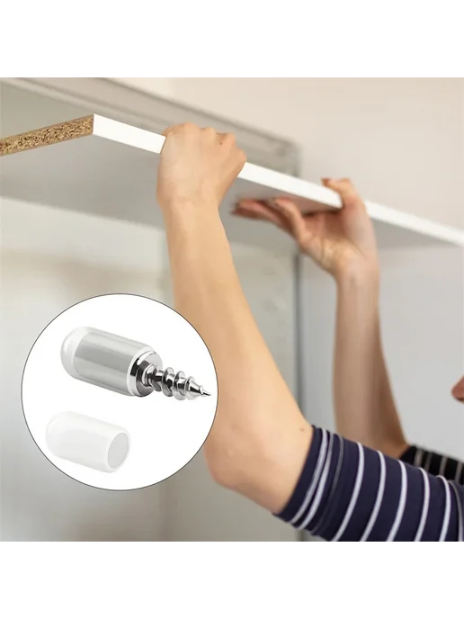 Нет бренда Кронштейн для полки из железа Screw White cover, 60pcs(30set, 60 шт, фото 3