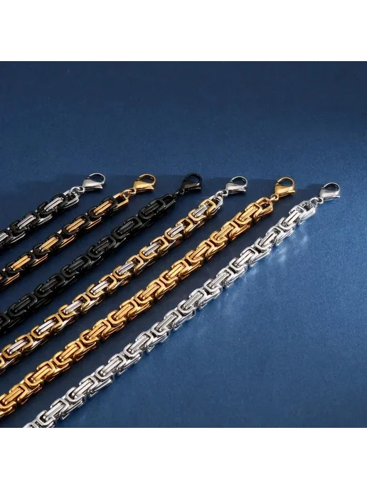 KALEN Цепочка Византийская из нержавеющей стали Бежевый, 6mm, серый, фото 6