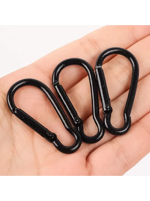 Мини-карабины из алюминия 50 10 шт Черный, Black(20pcs), 10 шт, 20 шт, фото 6