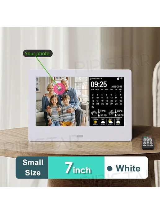 PIPISTAR Цифровая фоторамка-календарь 10.1" Белый, 7-inch wh, белый