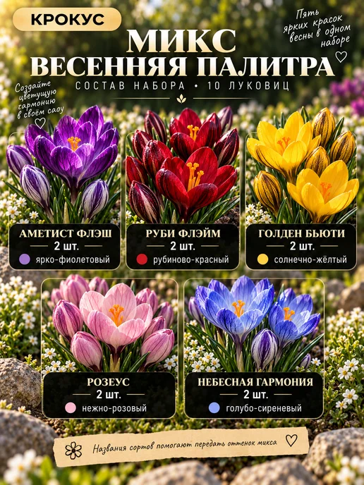 Луковицы Крокус Весенняя Палитра 10 шт, 10 шт, фото 3