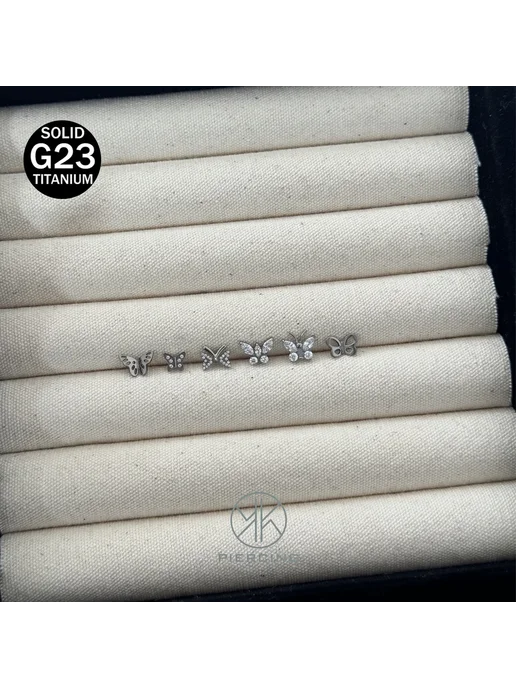 Нет бренда Серьги-гвоздики из титана G23 для пирсинга 18G 1.0x9mm Rod, 18 г, фото 2