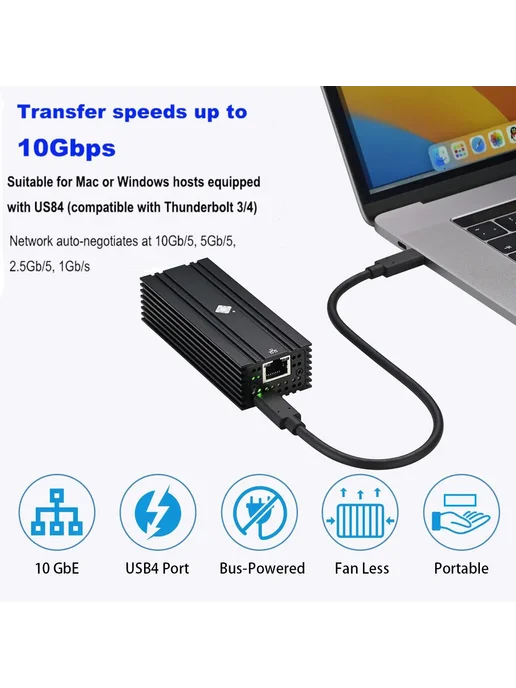 lekuo Ethernet-адаптер USB4 до 10Gbe, вариант, фото 2