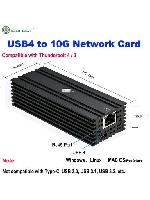 lekuo Ethernet-адаптер USB4 до 10Gbe, вариант, фото 3