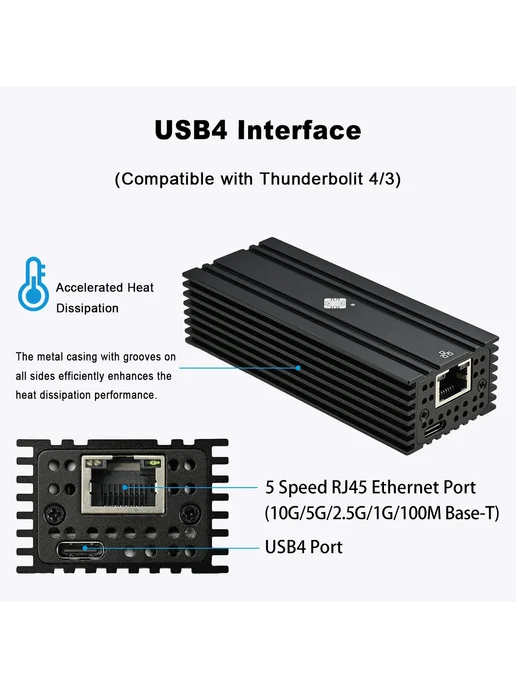 lekuo Ethernet-адаптер USB4 до 10Gbe, вариант, фото 6