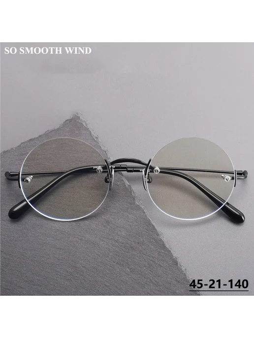 SO SMOOTH WIND Круглая оправа для очков из титана Grey, Серы, серый, фото 2