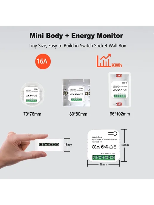 MatSee Plus Модуль учета энергии ZigBee 16А 220В, вариант, фото 2