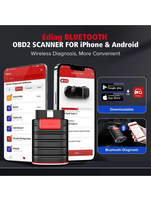 KingBolen Ediag Bluetooth OBD2 Сканер с 16 сбросами, вариант, фото 2