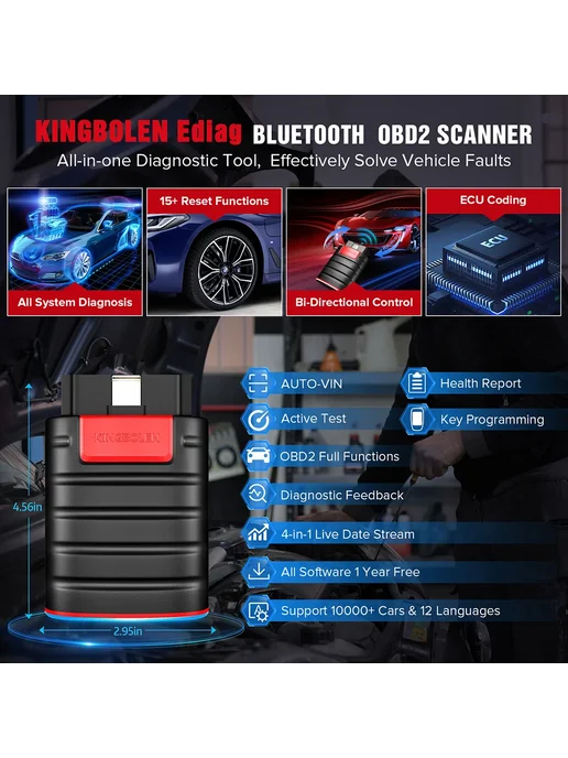 KingBolen Ediag Bluetooth OBD2 Сканер с 16 сбросами, вариант, фото 3