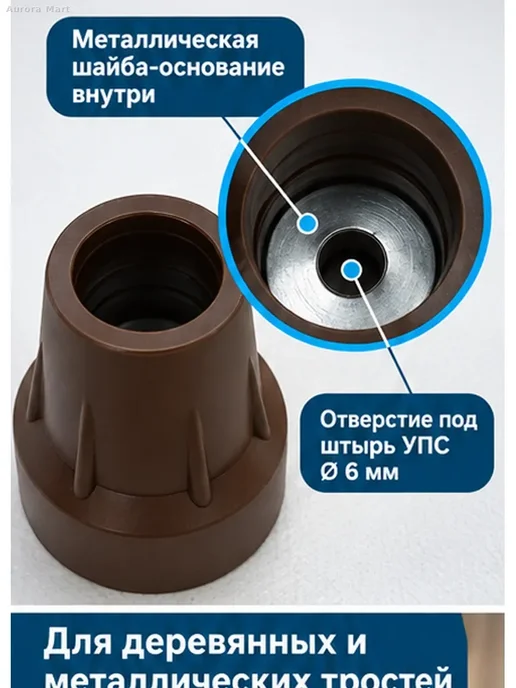Наконечники для трости и костылей 19 мм, 2 шт, 2 шт, фото 5