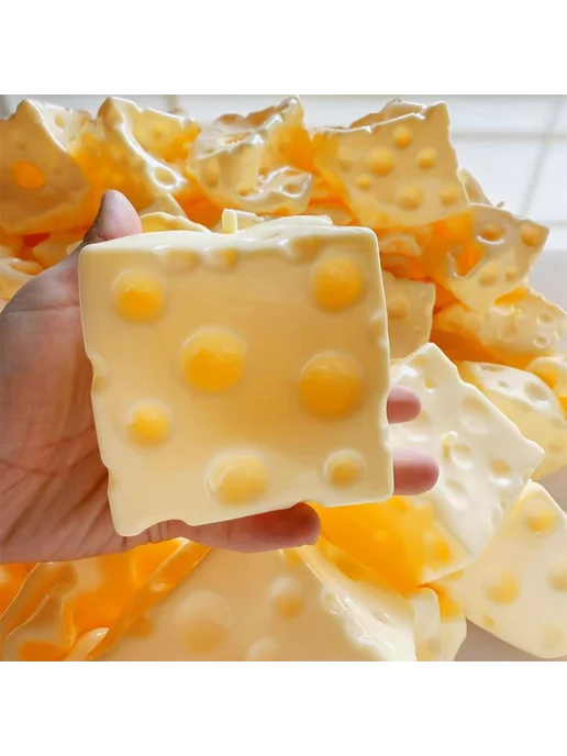Сквиш розовый сыр антистресс, розовый, фото 6