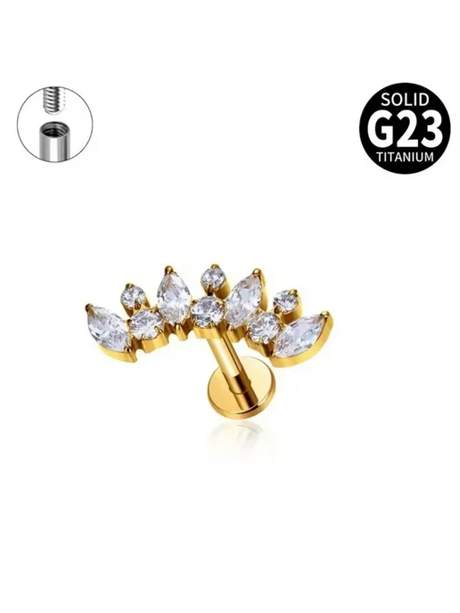 Нет бренда Пирсинг для хеликса из титана G23 золотого цвета Gold 1.2x10, золотой