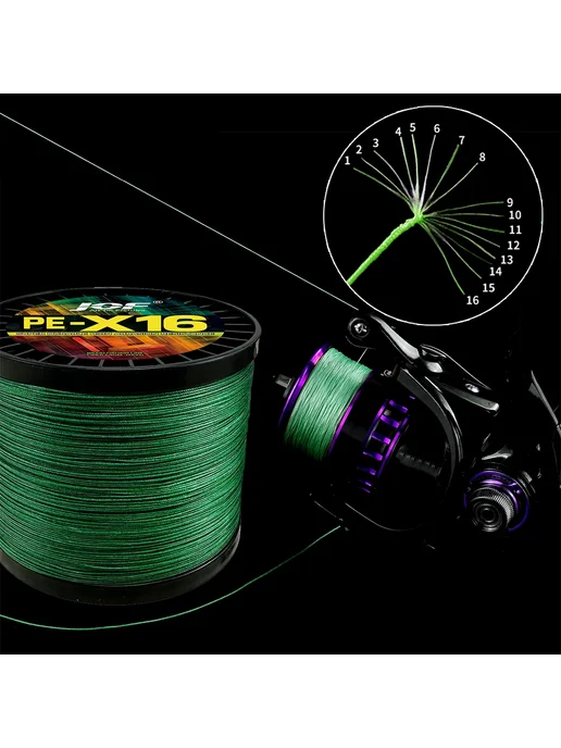 Нет бренда Плетеная Рыболовная Леска X16 16 Нитей 300M-32LB-0.19mm, Сер, серый, фото 7