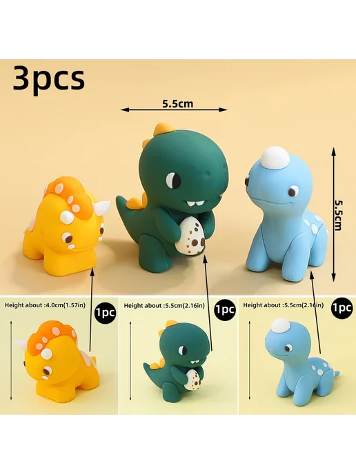 Нет бренда Украшение для торта Тираннозавр Рекс 3pcs dinosaur, 3 шт