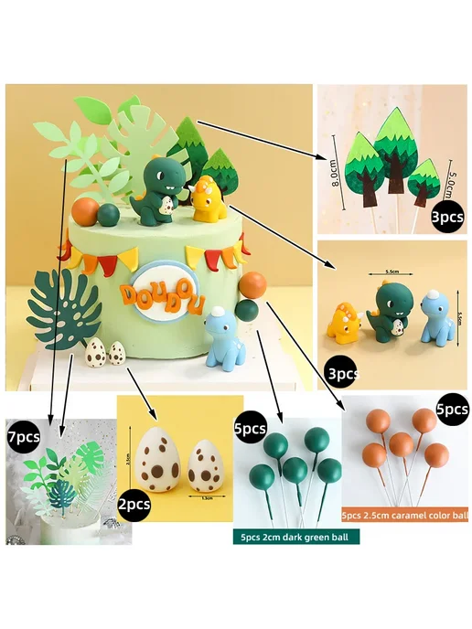 Нет бренда Украшение для торта Тираннозавр Рекс 3pcs dinosaur, 3 шт, фото 6