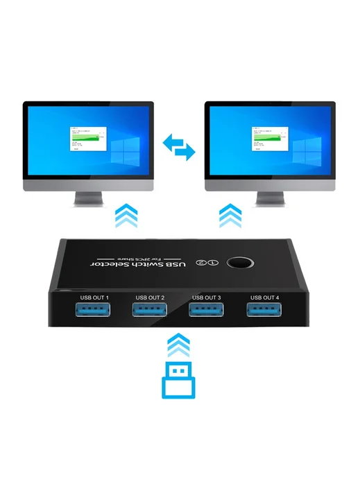 USB 2 0 коммутатор для 2 устройств, 4 порта, мышь клавиатура, вариант, фото 2