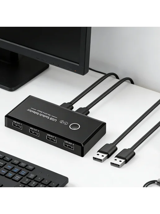 USB 2 0 коммутатор для 2 устройств, 4 порта, мышь клавиатура, вариант, фото 4