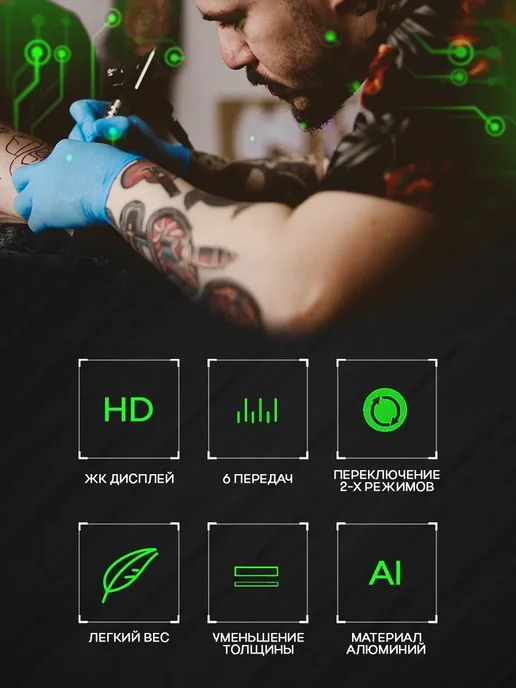 Блок питания для тату Aurora V2-QW4 сетевой шнур 2.25 м, вариант, фото 2