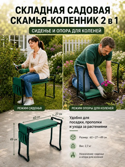 Скамейка-перевертыш 60х49х27 см, 60x49x27 см